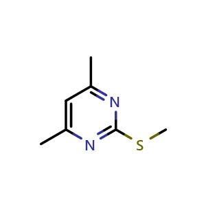 Chemical structure of 4,6-dimethyl-2-(methylsulfanyl)pyrimidine , CAS 14001-64-0, AChemBlock T101383