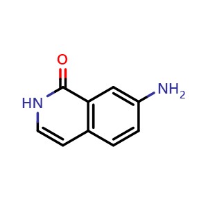Chemical structure of 7-aminoisoquinolin-1(2H)-one , CAS 174302-46-6, AChemBlock T101402