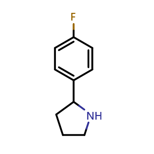 Chemical structure of 2-(4-Fluorophenyl)pyrrolidine , CAS 72216-06-9, AChemBlock T101409