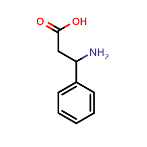 Chemical structure of (RS)-3-Amino-3-phenylpropionic acid , CAS 614-19-7, AChemBlock T101441