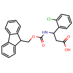 Chemical structure of Fmoc-(RS)-3-Amino-3-(2-chlorophenyl)-propionic acid , CAS 284492-14-4, AChemBlock T101446
