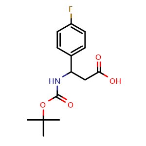 Chemical structure of Boc-3-Amino-3-(4-fluorophenyl)propionic acid , CAS 284493-72-7, AChemBlock T101464