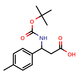 Chemical structure of Boc-(RS)-3-Amino-3-(4-methylphenyl)-propionic acid , CAS 284493-60-3, AChemBlock T101468