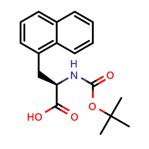 Chemical structure of (R)-2-((tert-butoxycarbonyl)amino)-3-(naphthalen-1-yl)propanoic acid , CAS 76932-48-4, AChemBlock T101494