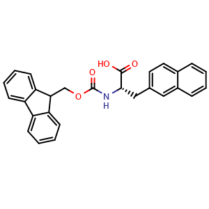 Chemical structure of Fmoc-L-3-(2-Naphthyl)-alanine , CAS 112883-43-9, AChemBlock T101540