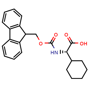 Chemical structure of (2S)-2-cyclohexyl-2-({[(9H-fluoren-9-yl)methoxy]carbonyl}amino)acetic acid , CAS 161321-36-4, AChemBlock T101554