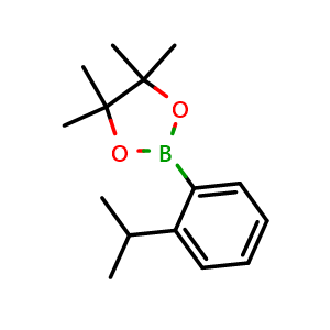 Chemical structure of 2-(2-isopropylphenyl)-4,4,5,5-tetramethyl-1,3,2-dioxaborolane , CAS 852110-33-9, AChemBlock T101573