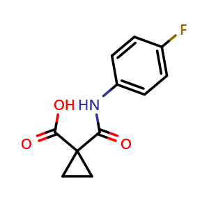 Chemical structure of 1-((4-Fluorophenyl)carbamoyl)cyclopropanecarboxylic acid , CAS 849217-48-7, AChemBlock T101597