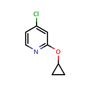Chemical structure of 4-chloro-2-cyclopropoxypyridine , CAS 1243403-94-2, AChemBlock T101600