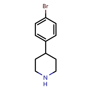 Chemical structure of 4-(4-bromophenyl)piperidine , CAS 80980-89-8, AChemBlock T101613