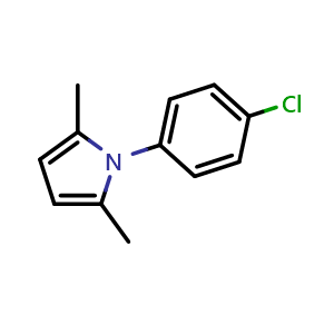 Chemical structure of 1-(4-Chlorophenyl)-2,5-dimethylpyrrole , CAS 5044-23-5, AChemBlock T101632