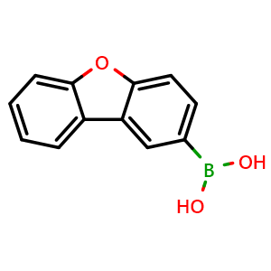 Chemical structure of Dibenzofuran-2-ylboronic acid , CAS 402936-15-6, AChemBlock T101635