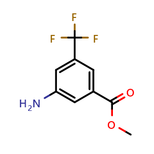 Chemical structure of Methyl 3-amino-5-(trifluoromethyl)benzoate , CAS 22235-25-2, AChemBlock T101648