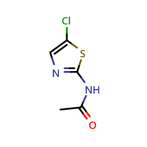 Chemical structure of 2-Acetylamino-5-chlorothiazole , CAS 20256-39-7, AChemBlock T101650