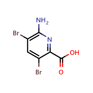 Chemical structure of 6-amino-3,5-dibromopicolinic acid , CAS 1360437-38-2, AChemBlock T101662