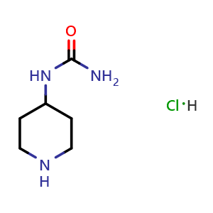 Chemical structure of (piperidin-4-yl)urea hydrochloride , CAS 1190194-60-5, AChemBlock T101668