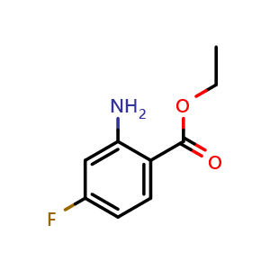 Chemical structure of Ethyl 2-amino-4-fluorobenzoate , CAS 117324-05-7, AChemBlock T101669