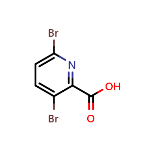 Chemical structure of 3,6-Dibromo-2-pyridinecarboxylic acid , CAS 1133116-49-0, AChemBlock T101671