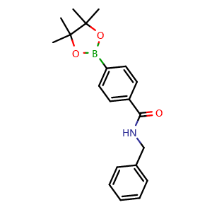 Chemical structure of N-Benzyl-4-(4,4,5,5-tetramethyl-1,3,2-dioxaborolan-2-yl)benzamide , CAS 1073353-57-7, AChemBlock T101673