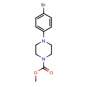 Chemical structure of Methyl4-(4-bromophenyl)piperazine-1-carboxylate , CAS 841295-69-0, AChemBlock T101680