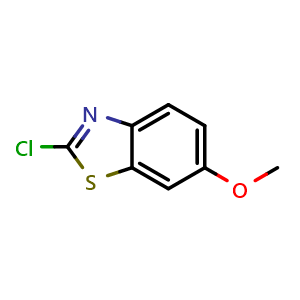 Chemical structure of 2-chloro-6-methoxy-1,3-benzothiazole , CAS 2605-14-3, AChemBlock T101684