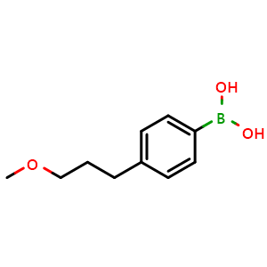 Chemical structure of (4-(3-methoxypropyl)phenyl)boronic acid , CAS 173854-37-0, AChemBlock T101702