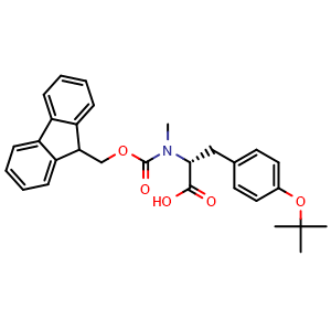 Chemical structure of N-Fmoc-N-methyl-O-tert-butyl-D-tyrosine , CAS 1799443-50-7, AChemBlock T101703