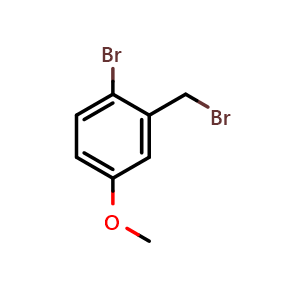 Chemical structure of 1-bromo-2-(bromomethyl)-4-methoxybenzene , CAS 19614-12-1, AChemBlock T101752
