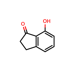 Chemical structure of 7-Hydroxy-2,3-dihydro-1H-inden-1-one , CAS 6968-35-0, AChemBlock T101778
