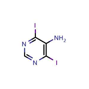 Chemical structure of 4,6-diiodo-pyrimidine-5-amine , CAS 454685-58-6, AChemBlock T101807
