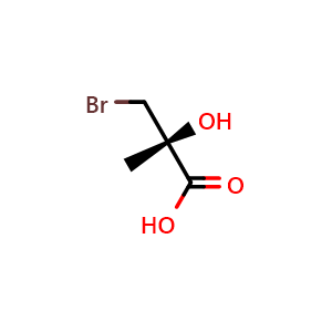 Chemical structure of (2R)-3-Bromo-2-hydroxy-2-methylpropanoic acid , CAS 261904-39-6, AChemBlock T101836