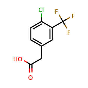 Chemical structure of 4-Chloro-3-(trifluoromethyl)phenylacetic acid , CAS 22902-86-9, AChemBlock T101841
