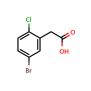 Chemical structure of 2-(5-Bromo-2-chlorophenyl)acetic acid , CAS 177985-34-1, AChemBlock T101857