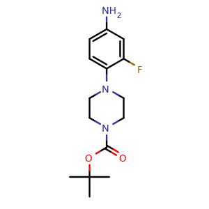 Chemical structure of 4-(4-Amino-2-fluorophenyl)-1-Boc-piperazine , CAS 154590-35-9, AChemBlock T101864
