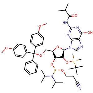 Chemical structure of I-bu-rG Phosphoramidite , CAS 147201-04-5, AChemBlock T101868