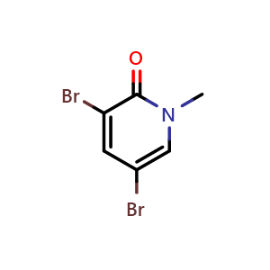 Chemical structure of 3,5-Dibromo-1-methylpyridin-2-one , CAS 14529-54-5, AChemBlock T101869