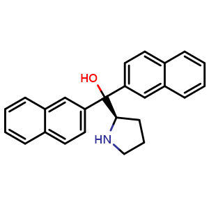 Chemical structure of (R)-Di(naphthalen-2-yl)(pyrrolidin-2-yl)methanol , CAS 130798-48-0, AChemBlock T101881