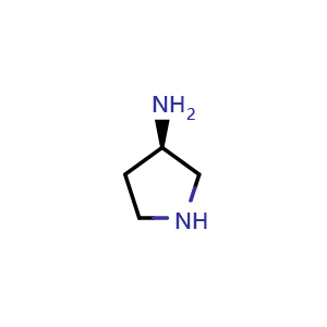 Chemical structure of (3R)-pyrrolidin-3-amine , CAS 116183-82-5, AChemBlock T101890