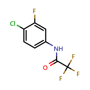 Chemical structure of N-(4-chloro-3-fluorophenyl)-2,2,2-trifluoroacetamide , CAS 1094106-61-2, AChemBlock T101906