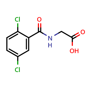 Chemical structure of 2-[(2,5-dichlorophenyl)formamido]acetic acid , CAS 667403-46-5, AChemBlock T101923