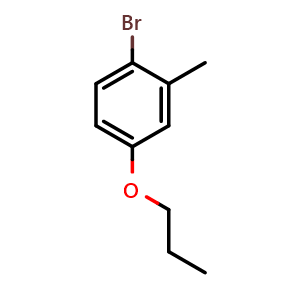 Chemical structure of 1-Bromo-2-methyl-4-propoxybenzene , CAS 1133116-39-8, AChemBlock T101935