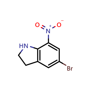 Chemical structure of 5-bromo-7-nitro-indoline , CAS 80166-90-1, AChemBlock T101955