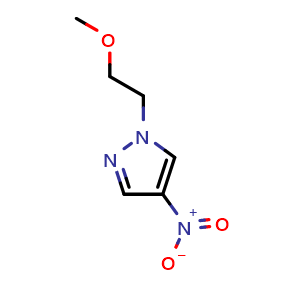 Chemical structure of 1-(2-methoxyethyl)-4-nitro-pyrazole , CAS 948570-75-0, AChemBlock T101957