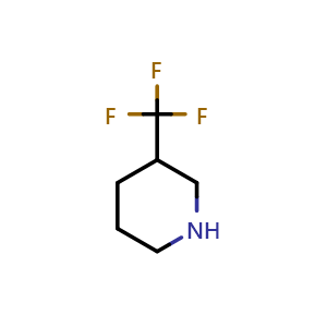 Chemical structure of 3-(trifluoromethyl)piperidine , CAS 768-31-0, AChemBlock T101983
