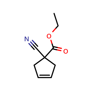 Chemical structure of ethyl 1-cyanocyclopent-3-ene-1-carboxylate , CAS 68882-32-6, AChemBlock T101989