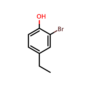 Chemical structure of 2-bromo-4-ethyl-phenol , CAS 64080-15-5, AChemBlock T101993