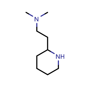 Chemical structure of dimethyl[2-(piperidin-2-yl)ethyl]amine , CAS 60717-49-9, AChemBlock T101999