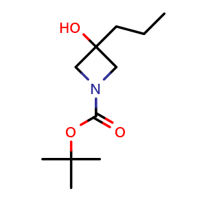 Chemical structure of tert-butyl 3-hydroxy-3-propyl-azetidine-1-carboxylate , CAS 398489-36-6, AChemBlock T102034