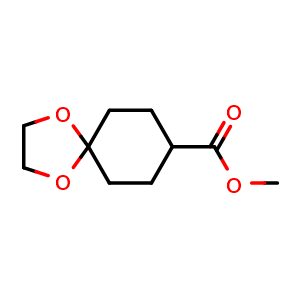 Chemical structure of methyl 1,4-dioxaspiro[4.5]decane-8-carboxylate , CAS 26845-47-6, AChemBlock T102048