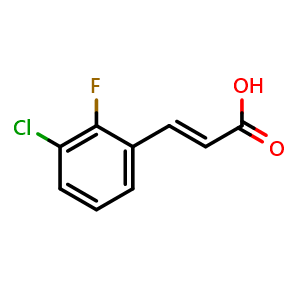 Chemical structure of 2-Flouro-3-chlorocinnamicacid , CAS 261762-62-3, AChemBlock T102050